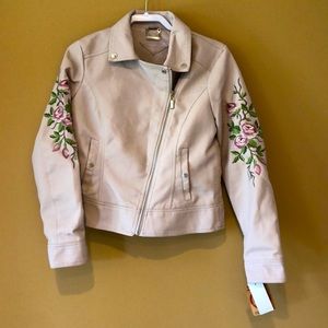 NWT JouJou Light Pink Vegan Leather Jacket Size Large